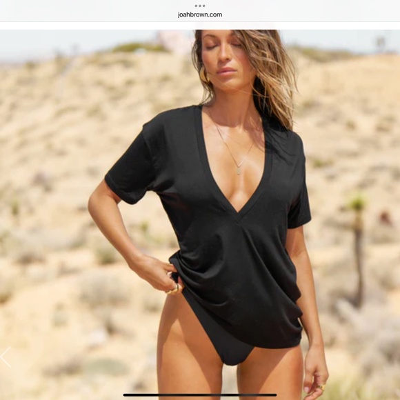 Joah Brown V Plunge Tee Black OS - Picture 2 of 5